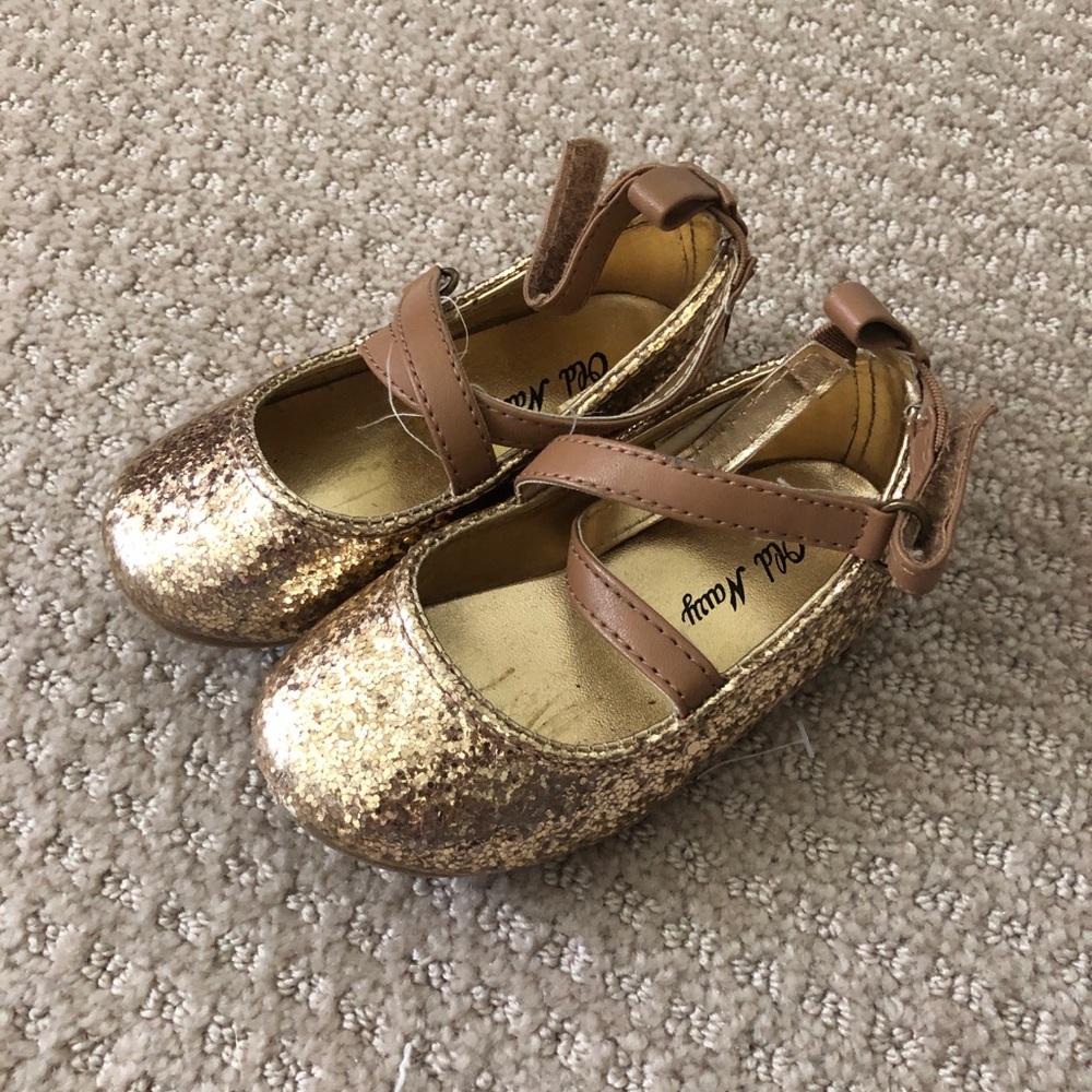 Old Navy Gold Glitter, Ballet Flats, Infant Size 5